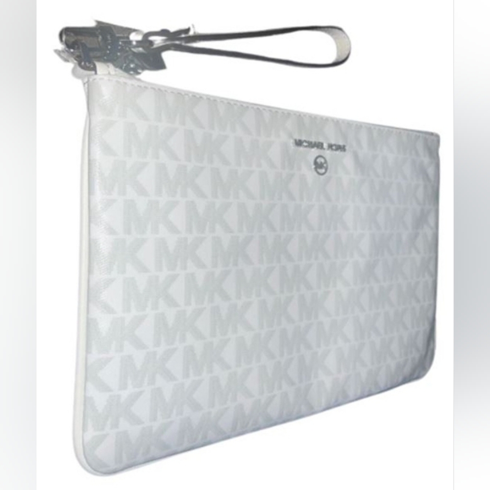Michael Kors Silver and White Clutch with Monogram Design - Picture 2 of 5